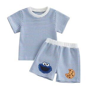 Cookie Monster outfit Boy Cookie Monster Second Birthday Outfit Shorts Shirt
